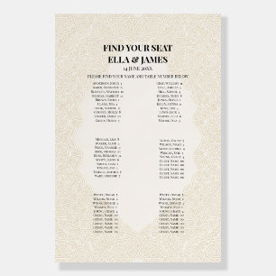 Beige Art Deco Wedding Seating Chart Sign