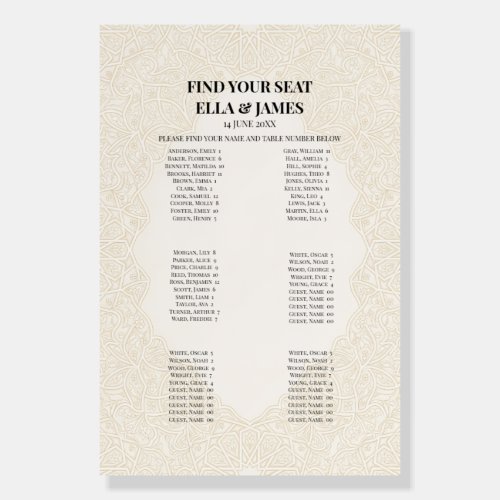 Beige Art Deco Wedding Seating Chart Sign