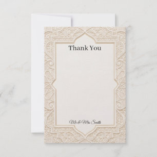 Beige Art Deco Wedding Thank You Card