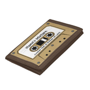 Beige Audio Cassette Tape Trifold Wallet