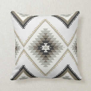 Beige Aztec Throw Pillow