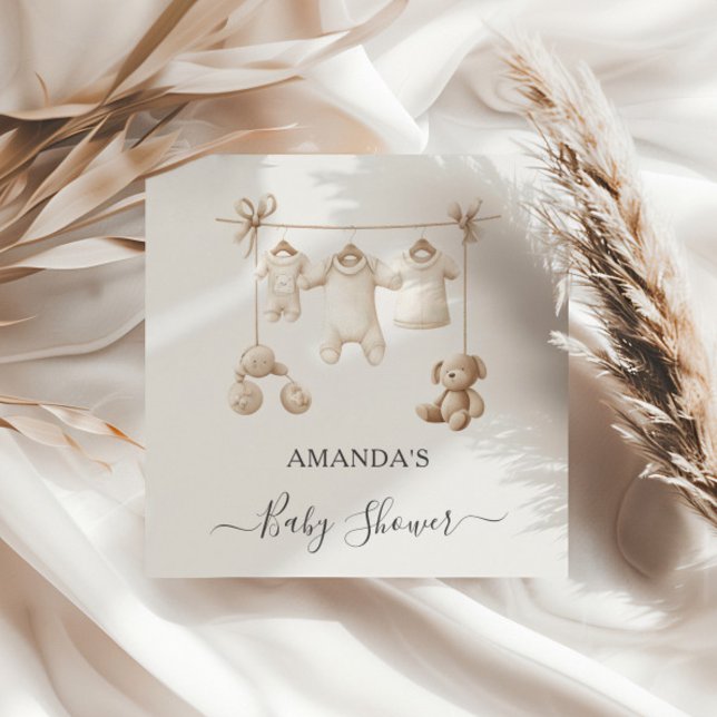 Beige Baby Clothes And Toys Baby Shower Napkins (Creator Uploaded)