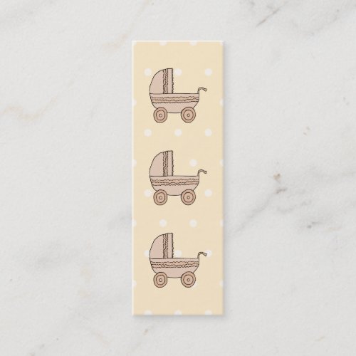 Beige Baby Pram. On spotty background. Business Cards