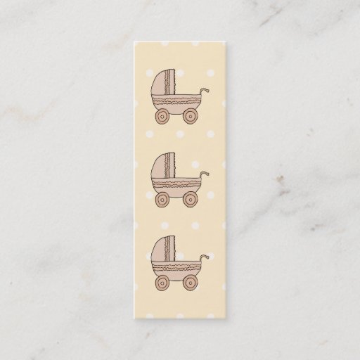 Customizable Beige Baby Pram. On spotty background. Business Cards