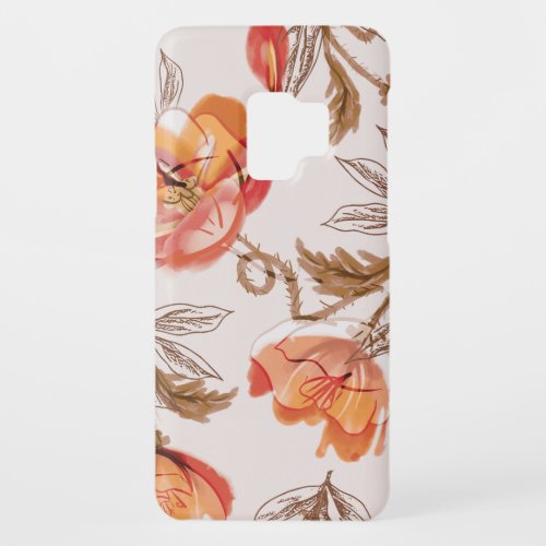 Beige Background Poppies Watercolor Pattern Case_Mate Samsung Galaxy S9 Case