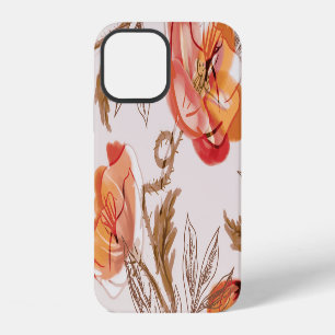 Beige Background Poppies Watercolor Pattern iPhone 12 Case