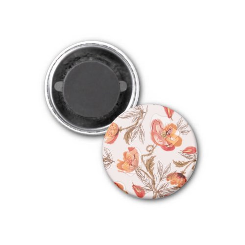Beige Background Poppies Watercolor Pattern Magnet
