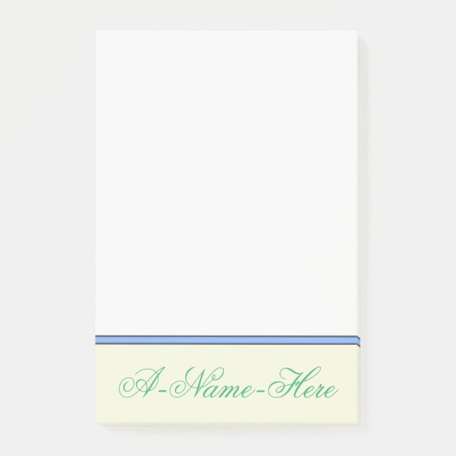 Beige Background w/ Sea Green Elegant Name Post-it Notes (Front)