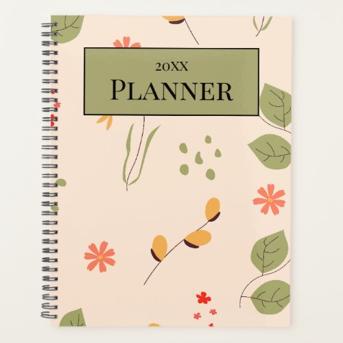 Beige Background with Leaf Design Planner Notebook