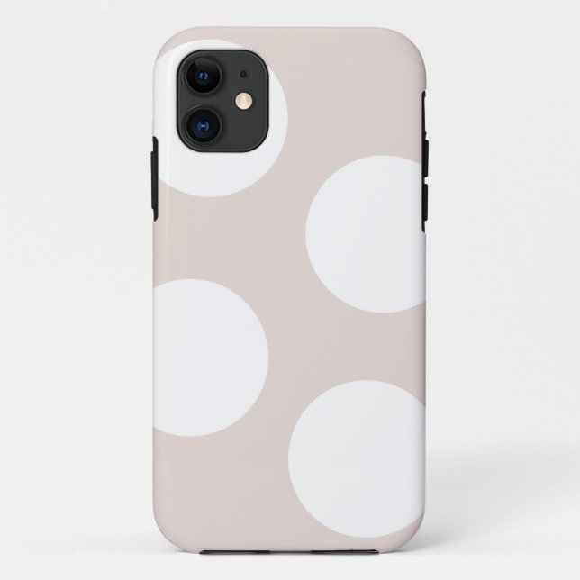 Beige Background with White Circles.  Polka Dot  Case-Mate iPhone Case (Back)
