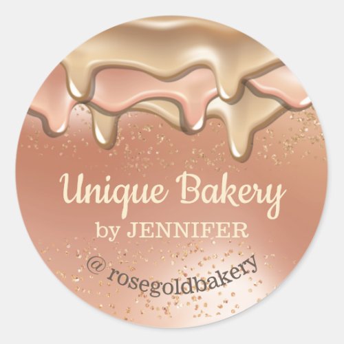 Beige Bakery Abstract Dripping Makeup Classic Round Sticker