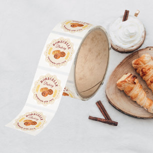 Beige Bakery business Sticker Roll