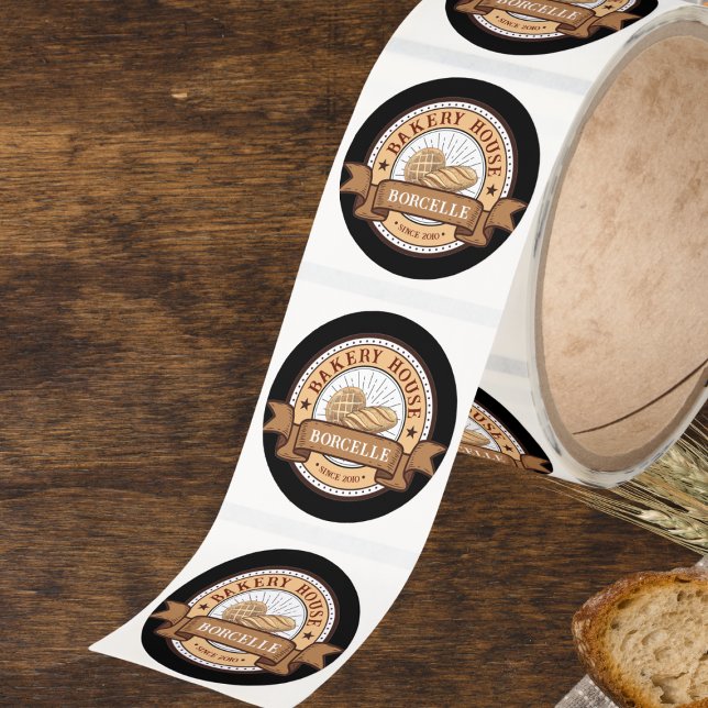 Beige Bakery logo business Sticker Roll (Creator Uploaded)