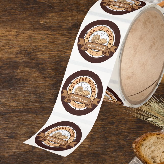 Beige Bakery logo business Sticker Roll (Creator Uploaded)