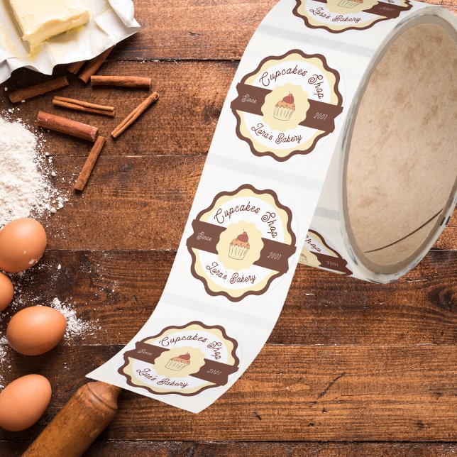 Beige Bakery logo business Sticker Roll (Creator Uploaded)