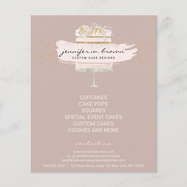 Beige Bakery Pastries Patisserie Decoration Cake Flyer