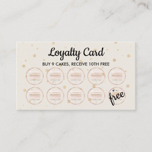 Beige Bakery Pastry Patisserie Loyalty Cakes Business Card