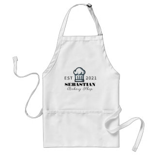Beige Bakery Shop chef Hat Logo Adult Apron