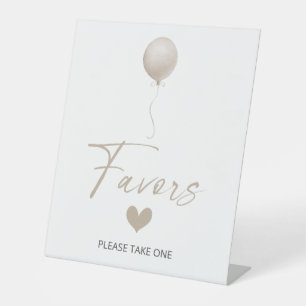Beige Balloon Baby Shower Favors Pedestal Sign