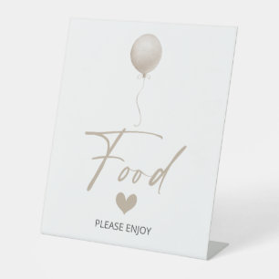 Beige Balloon Baby Shower Food Pedestal Sign