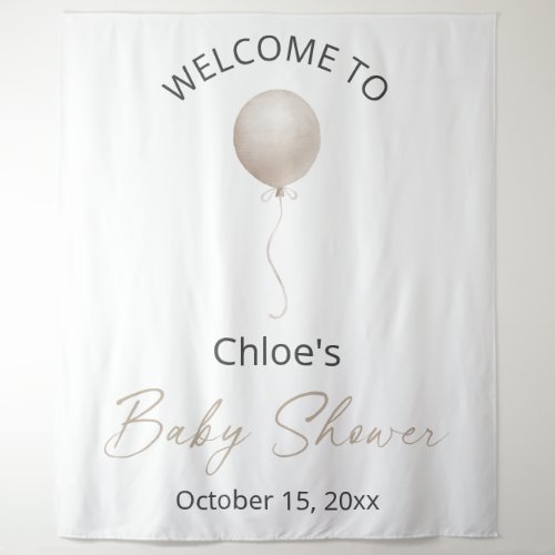 Beige Balloon Baby Shower Tapestry