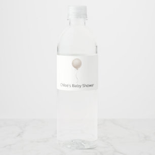 Beige Balloon Baby Shower Water Bottle Label