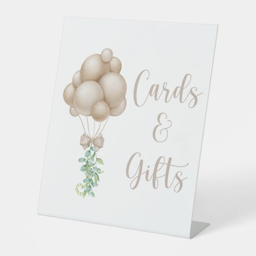 Beige Balloons Baby Shower Cards and Gifts Pedestal Sign