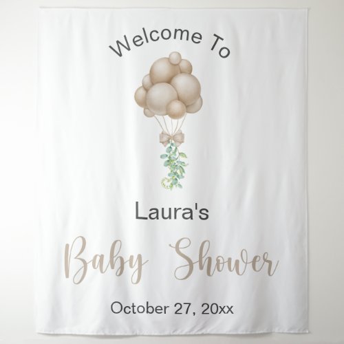 Beige Balloons Baby Shower Tapestry