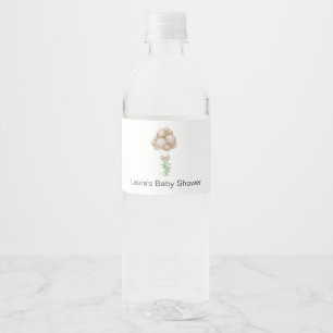 Beige Balloons Baby Shower Water Bottle Label