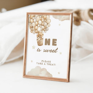 Beige Balloons Teddy Bear One Is Sweet Poster