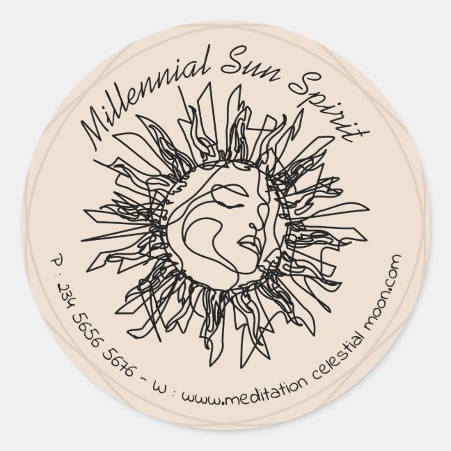 Beige Beauty Feminine Spa Makeup Face Sun Classic Round Sticker