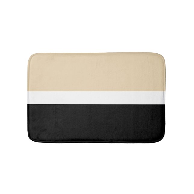 Beige Black Abstract Stripe Bath Mat (Front)
