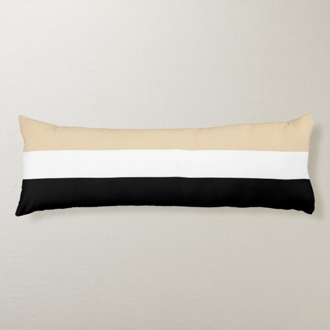 Beige Black Abstract Stripe Body Pillow (Front)