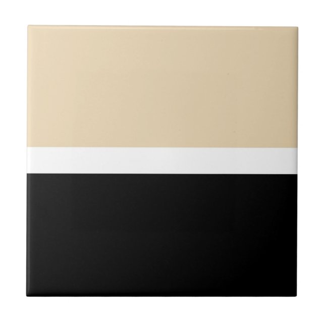 Beige Black Abstract Stripe Ceramic Tile (Front)