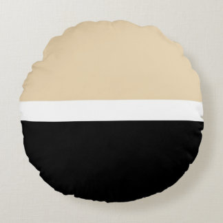Beige Black Abstract Stripe Round Pillow
