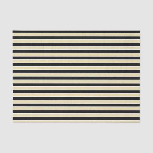 Beige, Black and White Stripes Tissue Paper (Front)