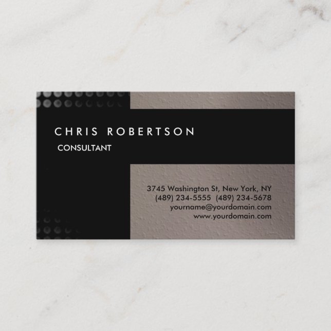 Beige Black Attractive Charming Business Card (Front)