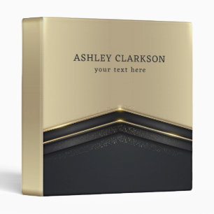 Beige & Black Background Gold Arrow  3 Ring Binder