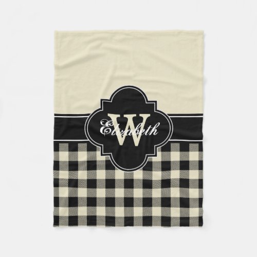 Beige Black Buffalo Plaid Lumberjack CB 1IQIRN Fleece Blanket