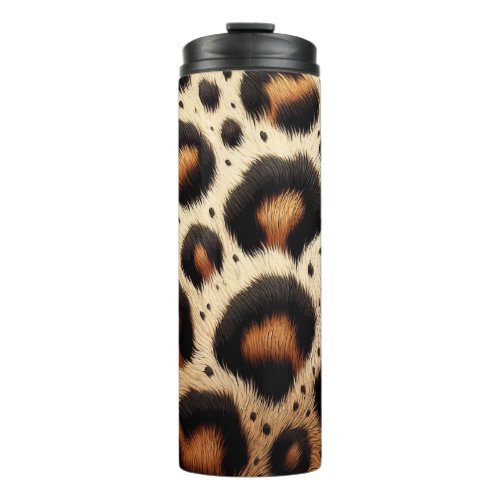 Beige  Black Cheetah Fur Animal Print Spots  Thermal Tumbler