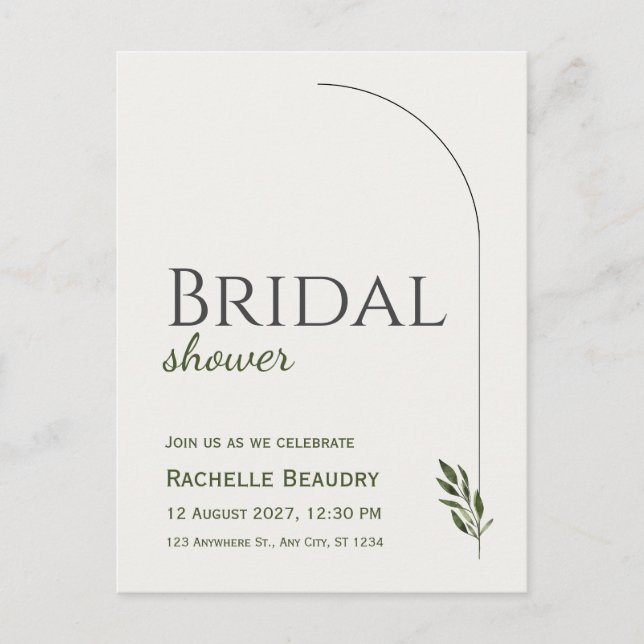 Beige Black Classic Floral Bridal Shower Postcard (Front)