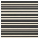 [ Thumbnail: Beige & Black Colored Lines/Stripes Pattern Fabric ]