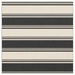 [ Thumbnail: Beige & Black Colored Striped/Lined Pattern Fabric ]