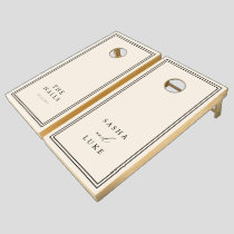 Beige & Black Custom Minimalist Personalized Cornhole Set