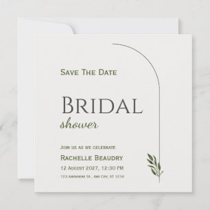 Beige Black Floral Bridal Shower Save The Date