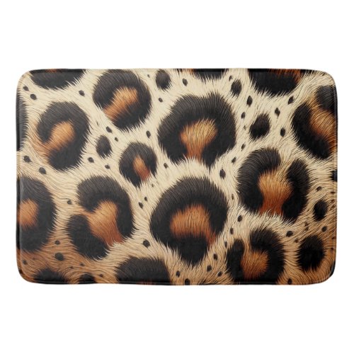 Beige  Black Leopard Fur Animal Print Spots  Bath Mat