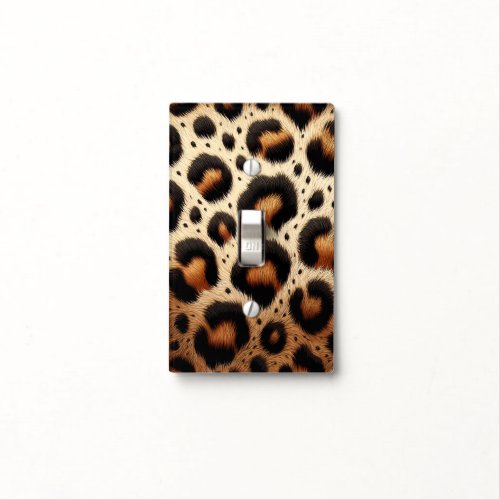 Beige  Black Leopard Fur Animal Print Spots  Light Switch Cover