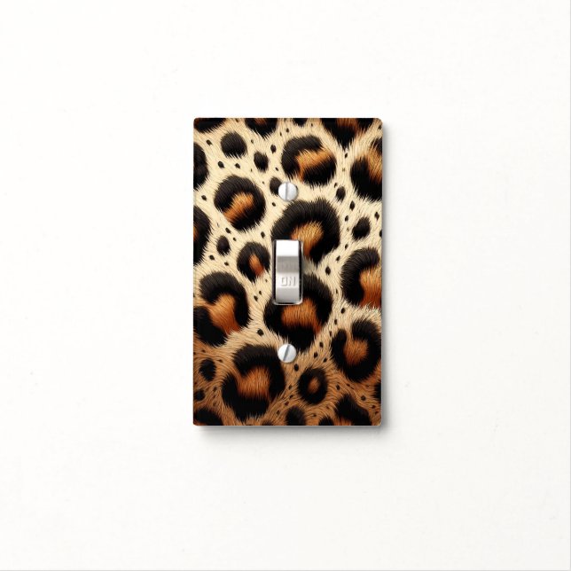 Beige & Black Leopard Fur Animal Print Spots  Light Switch Cover (In Situ)