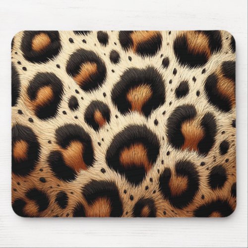 Beige  Black Leopard Fur Animal Print Spots  Mouse Pad