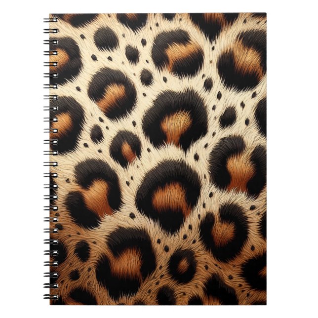 Beige & Black Leopard Fur Animal Print Spots  Notebook (Front)